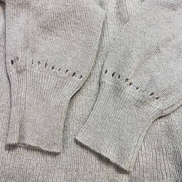 Sundance Sweater Women Size L Gray Ruffle Relaxed Lightweight Mohair Open Knit - Picture 4 of 5